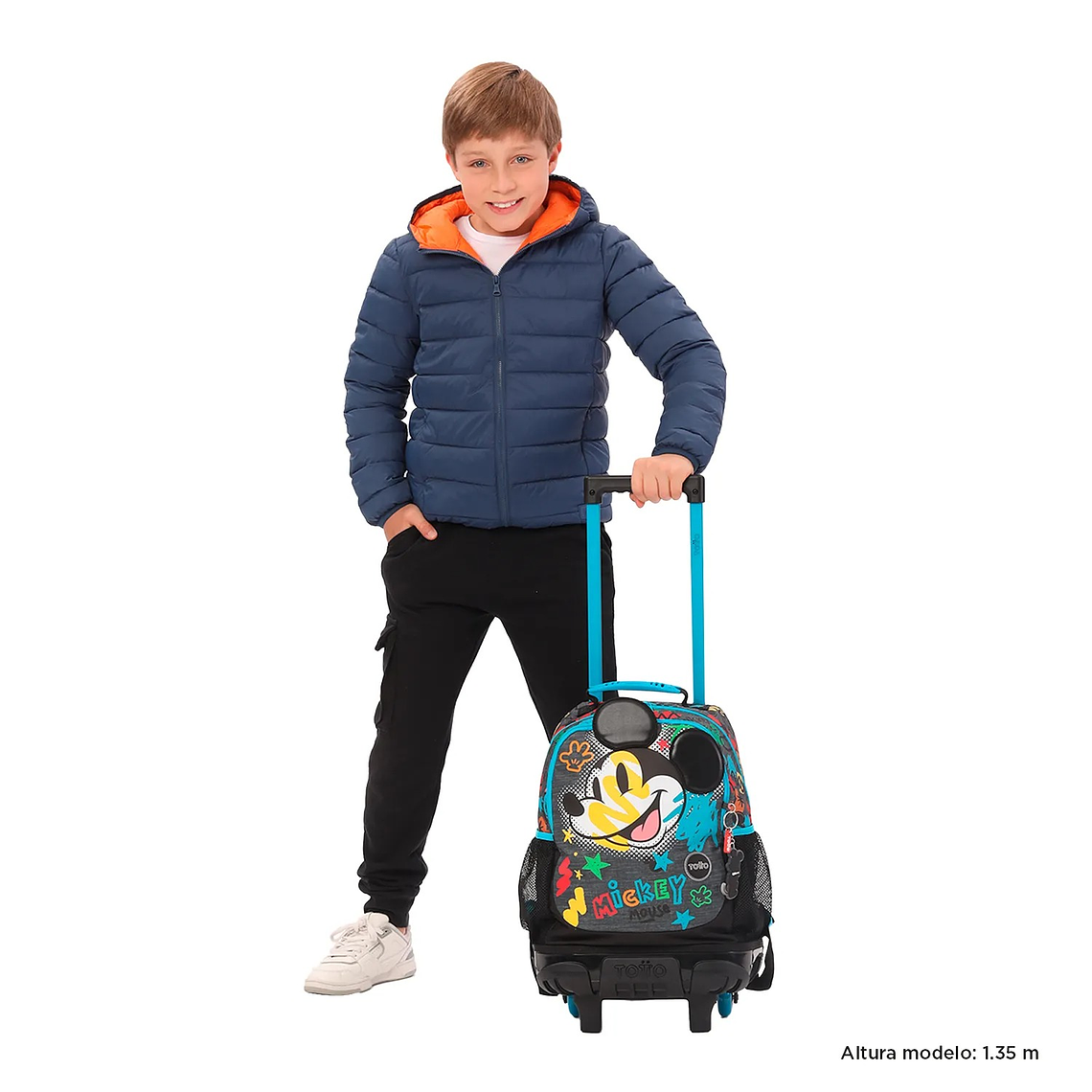 Morral con Ruedas para Niño Mickey Mediano Gris 5