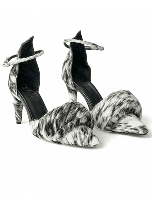 Zapatos De Tacón Con Trabilla En Cuero Natural 