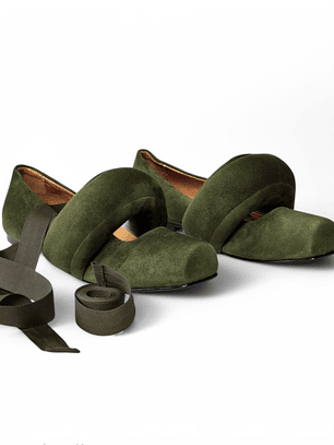 Bailarinas En Cuero Gamo Olive