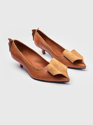Zapatos De Tacón Cerrado Cognac Envejecido