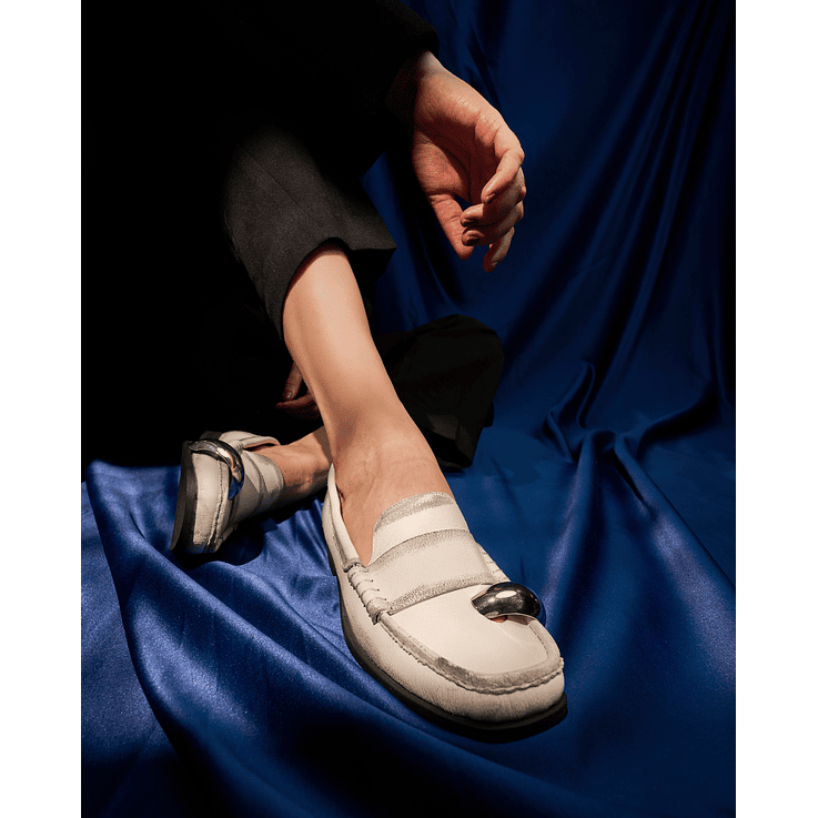 Mocasines Envejecidos Perla Y Joya Plata  3