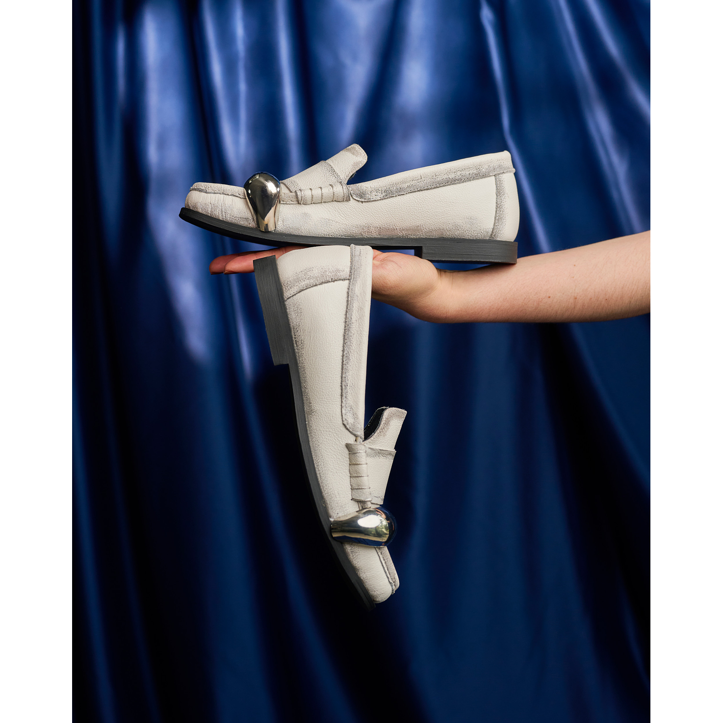 Mocasines Envejecidos Perla Y Joya Plata  5