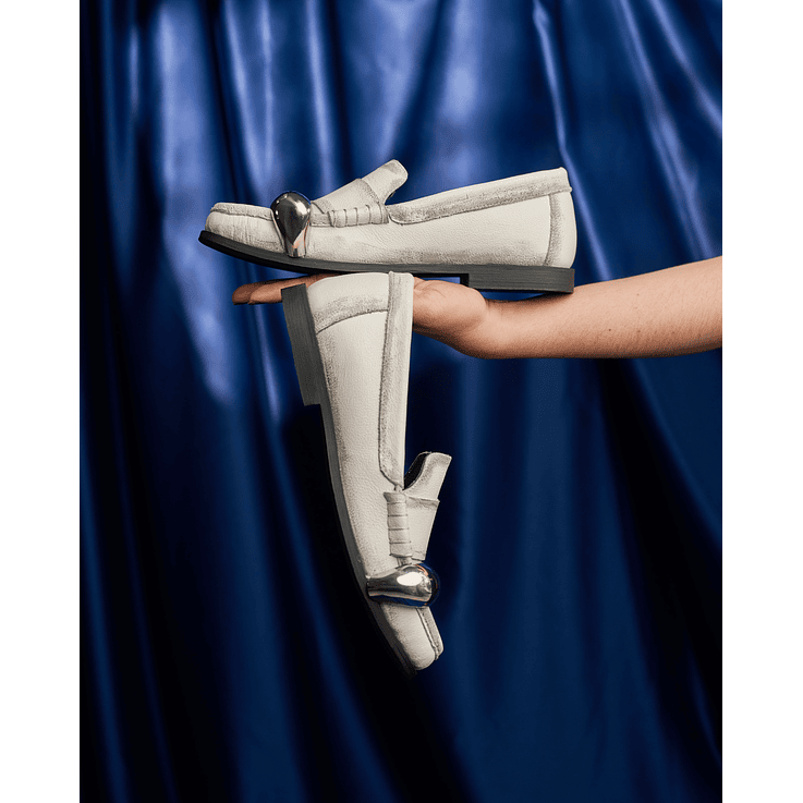 Mocasines Envejecidos Perla Y Joya Plata  5