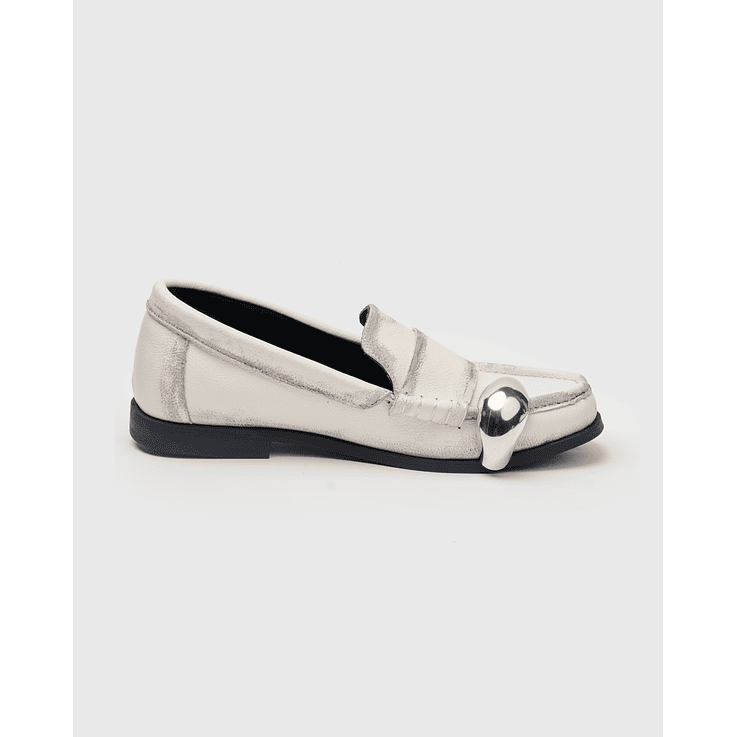 Mocasines Envejecidos Perla Y Joya Plata  1