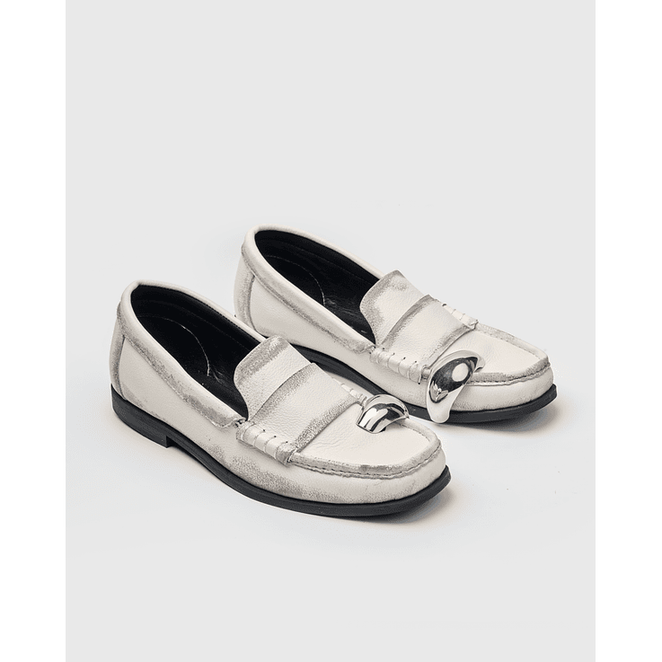 Mocasines Envejecidos Perla Y Joya Plata  2