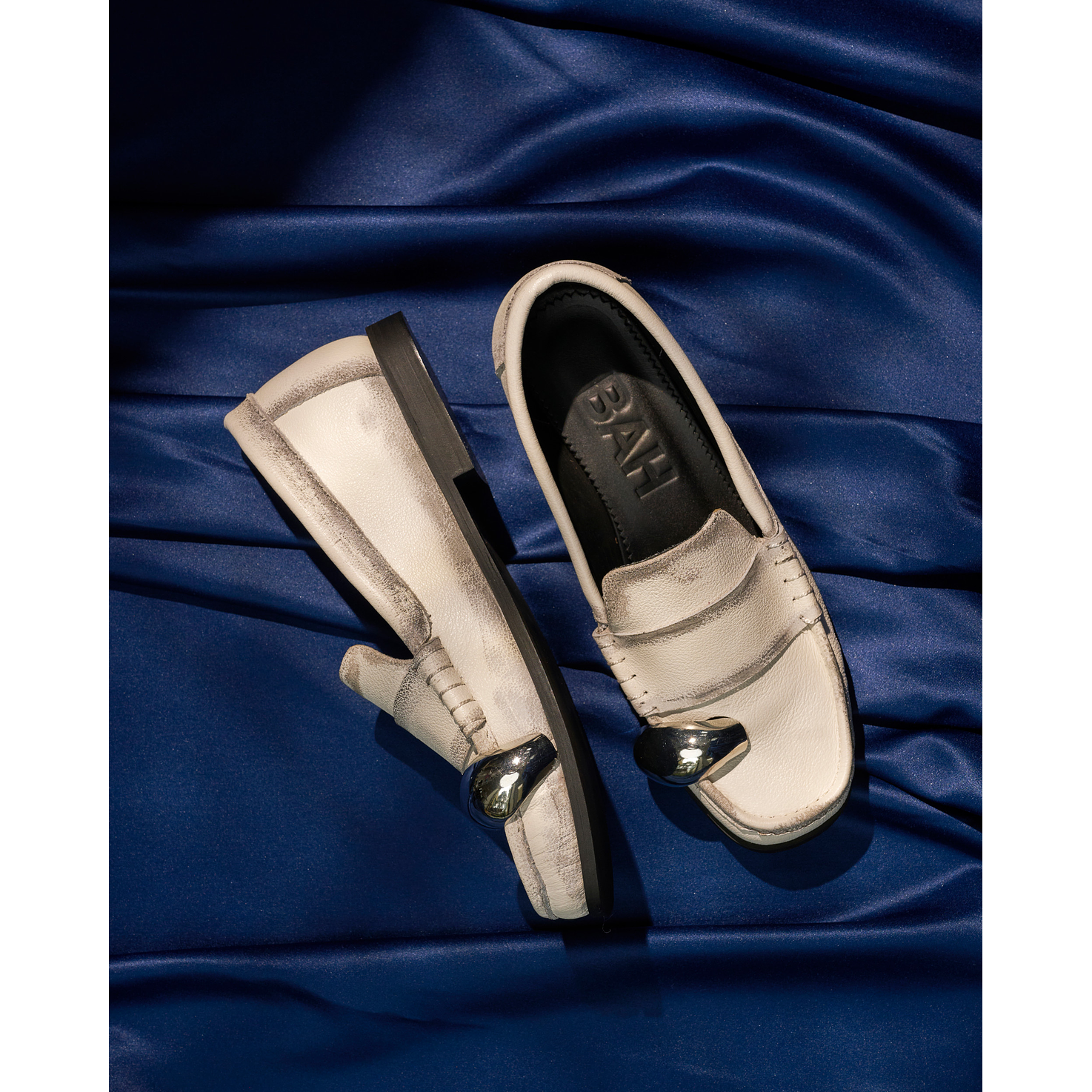 Mocasines Envejecidos Perla Y Joya Plata  6