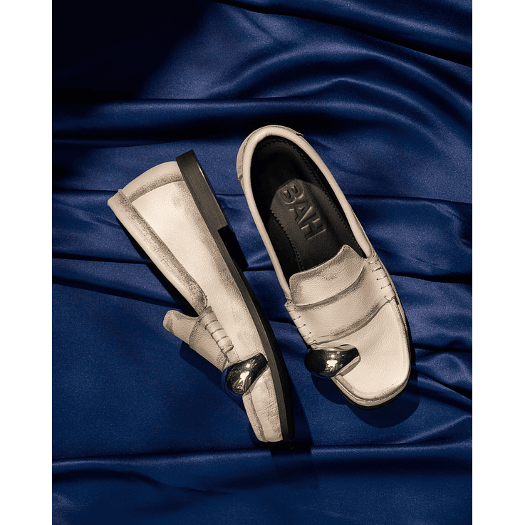 Mocasines Envejecidos Perla Y Joya Plata  6