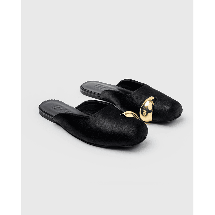 Bailarinas Muse En Cuero Pelo Con Joya Dorada  2