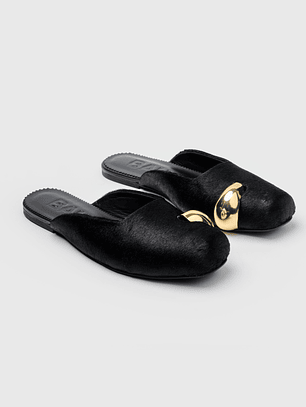 Bailarinas Muse En Cuero Pelo Con Joya Dorada 