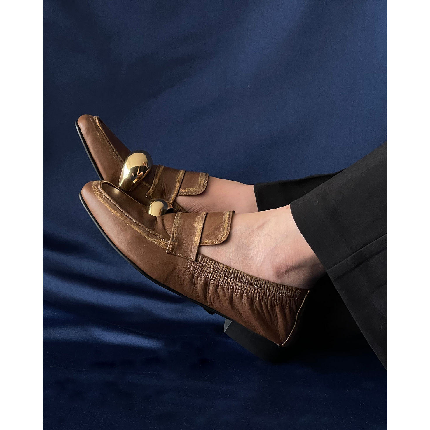 Mocasines Envejecidos Whisky Caucho Y Joya  6