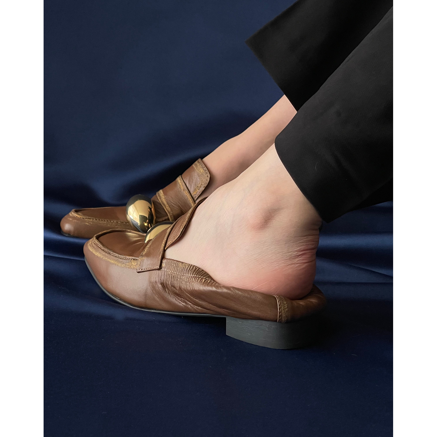 Mocasines Envejecidos Whisky Caucho Y Joya  7