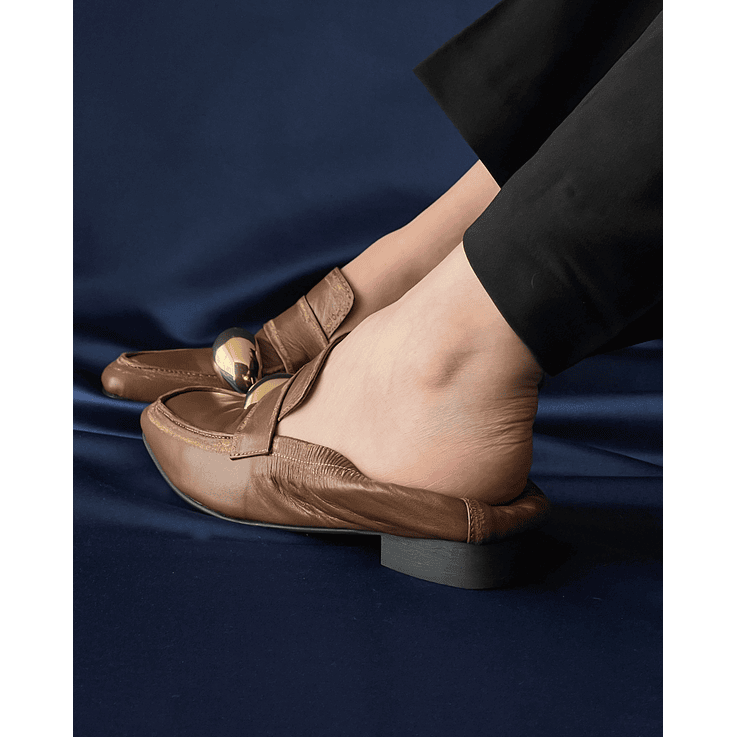 Mocasines Envejecidos Whisky Caucho Y Joya  7