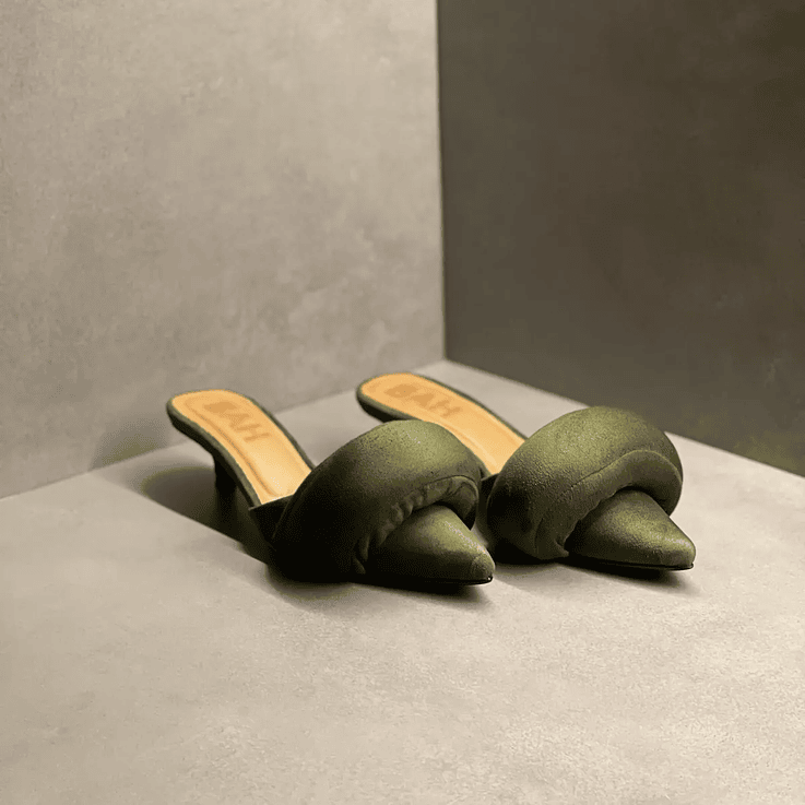 Zapatos De Tacón Destalonado Verde Gamo 2