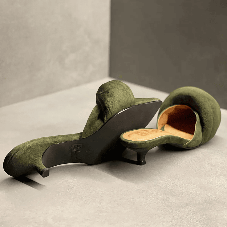 Zapatos De Tacón Destalonado Verde Gamo 4