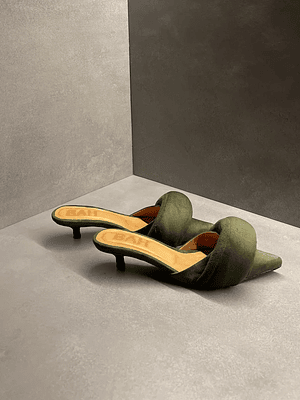 Zapatos De Tacón Destalonado Verde Gamo