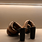Zapatos De Tacón Destalonado En Cuero Café - Miniatura 4