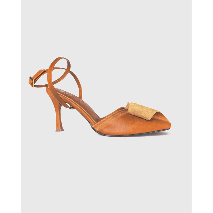 Zapatos De Tacón Strap Destalonado Cognac Envejecido  1