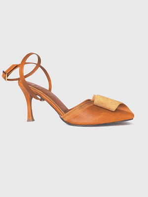 Zapatos De Tacón Strap Destalonado Cognac Envejecido 