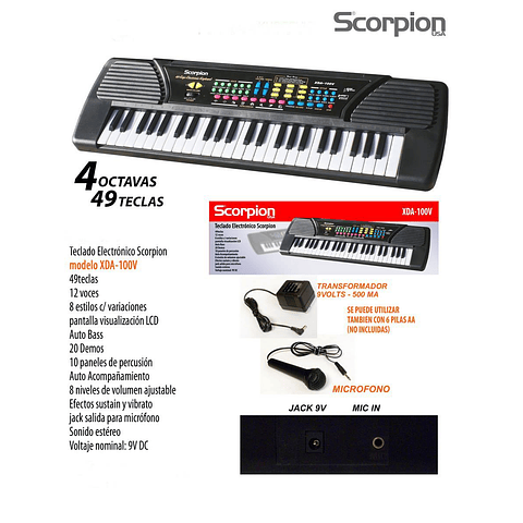 Teclado Musical Mediano Organo Scorpion