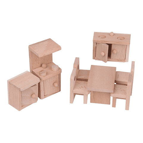 Set Muebles Madera Miniatura Cocina Casa Muñecas Interactiva