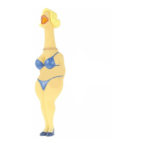 Pollo Mujer De Goma Griton Grande Juguete Para Mascota 33 Cm