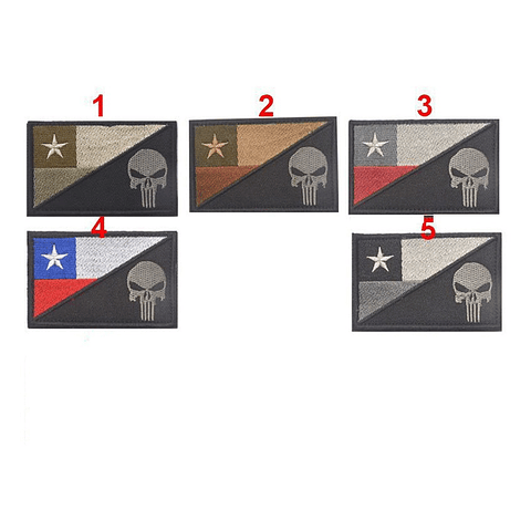 Set 3 Parches The Punisher Tácticos Chile Bandera Velcro