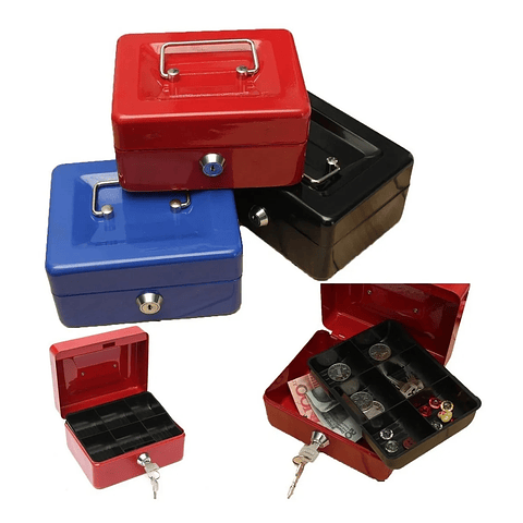 Mini Caja Fuerte Metálica Con Llave Para Dinero 12,5x9,5 Cm 
