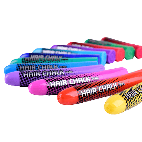 Set 12 lapices Para Teñir Pelo De Fantasía Crayones Lavable