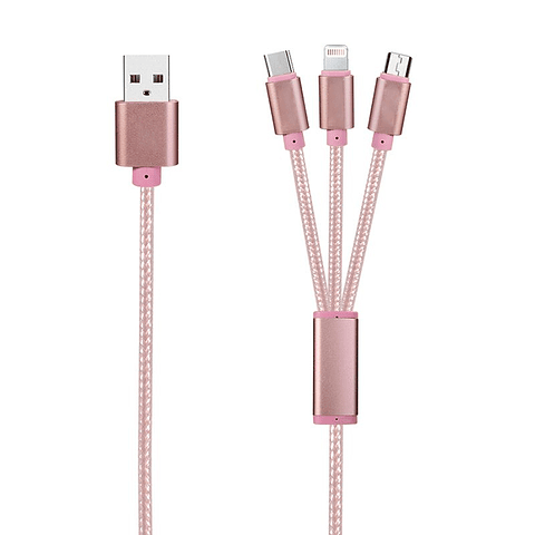 Cable Usb 3 En 1 Para Cargador Tipo C, 8 Pines, Micro Usb