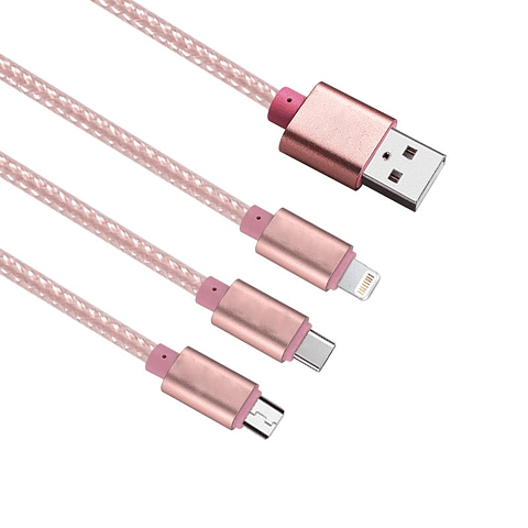 Cable Usb 3 En 1 Para Cargador Tipo C, 8 Pines, Micro Usb