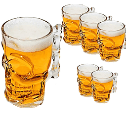 Set 6 Shopero Calavera Skull Vaso Cervecero Vidrio 540 Ml