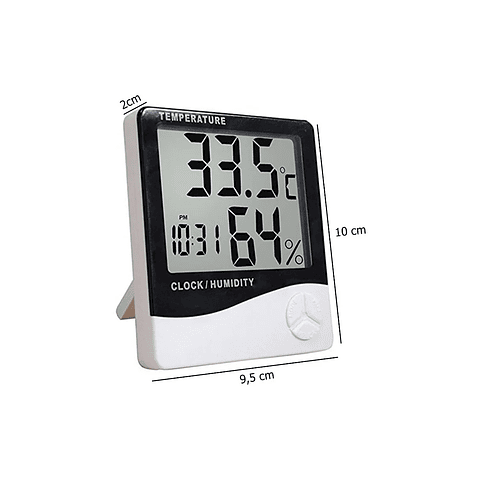 Termómetro Higrometro Digital Reloj Indoor Multiuso 10x9,5cm