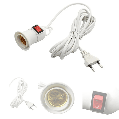 Soquete Para Ampolleta Cable 8 M Con Interruptor Enchufe E27