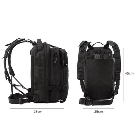 Mochila Táctica Outdoor Airsoft Negra Tipo Militar 30 Lts 