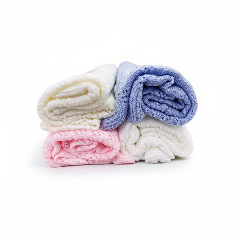 Manta Tejida Diseño Osito Bordado 6