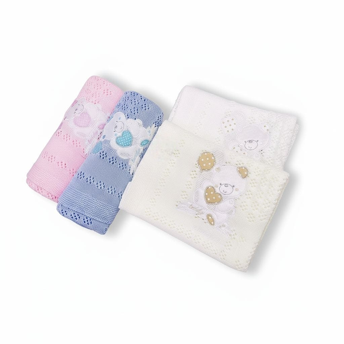 Manta Tejida Diseño Osito Bordado 5