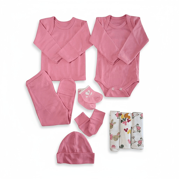 Ajuar 8 Piezas Recién Nacido - Rosado
