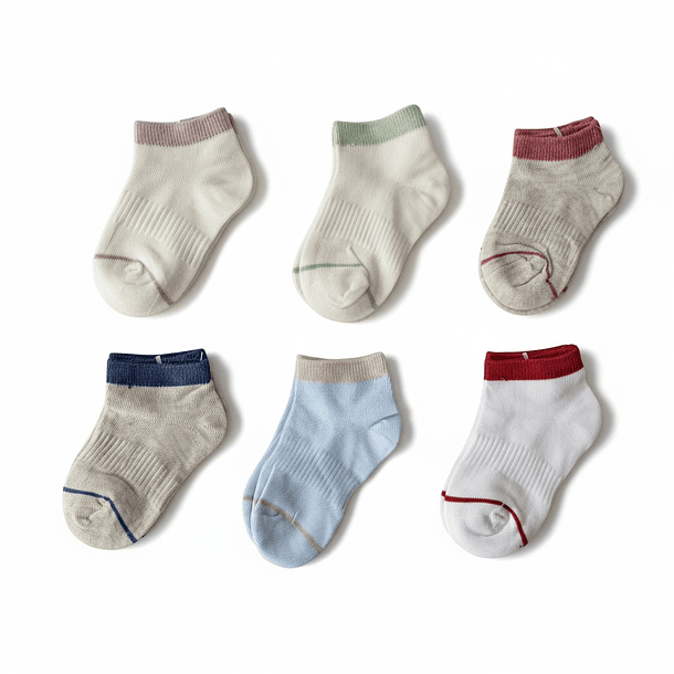 Pack 2 Pares Calceta Tobillera Sin Costuras Niño/a