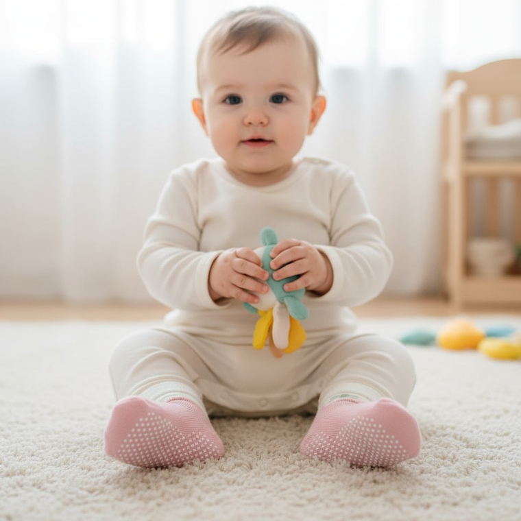 Pack 2 Pares Calcetas con Suela Antideslizante Bebé Niña 1