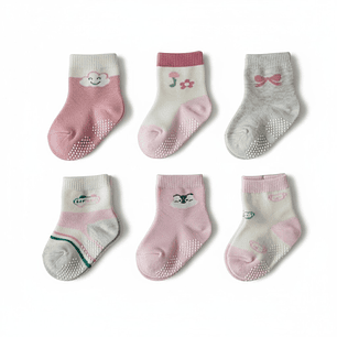 Pack 2 Pares Calcetas con Suela Antideslizante Bebé Niña