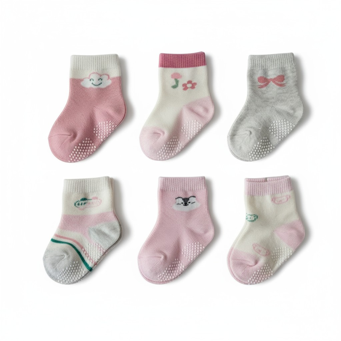 Pack 2 Pares Calcetas con Suela Antideslizante Bebé Niña 2
