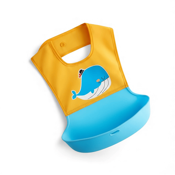 Babero Impermeable con Recolector y Estuche Portátil 3