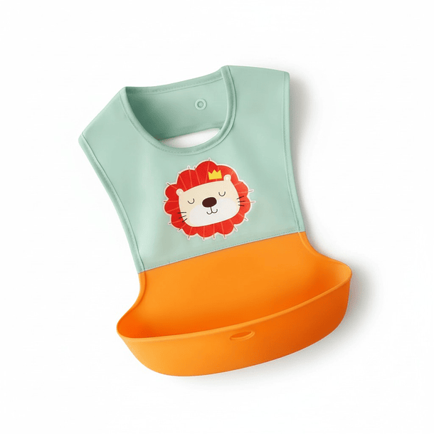 Babero Impermeable con Recolector y Estuche Portátil 6