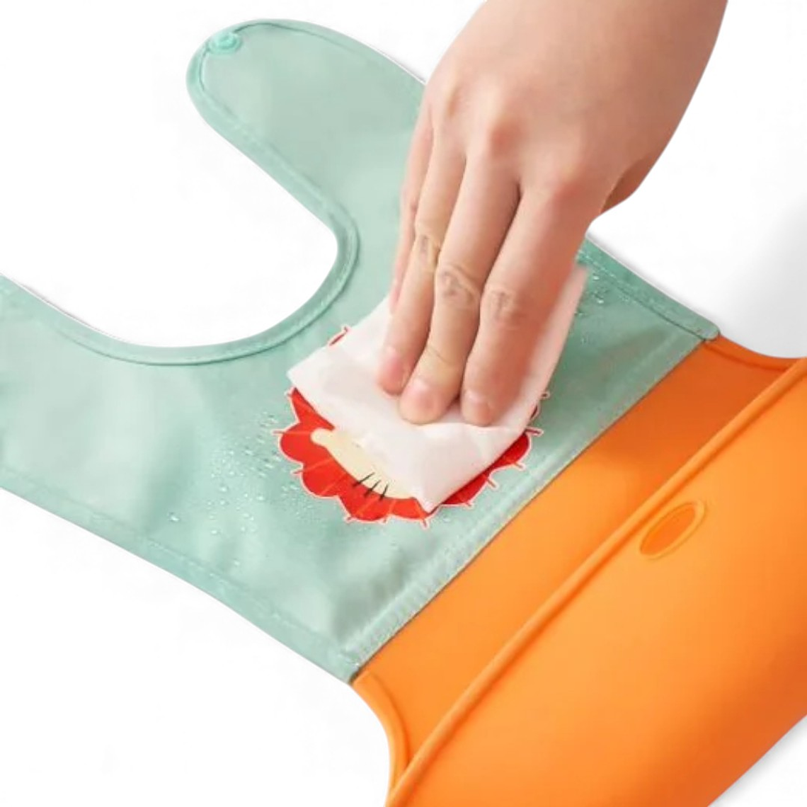 Babero Impermeable con Recolector y Estuche Portátil 7