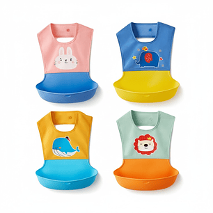 Babero Impermeable con Recolector y Estuche Portátil