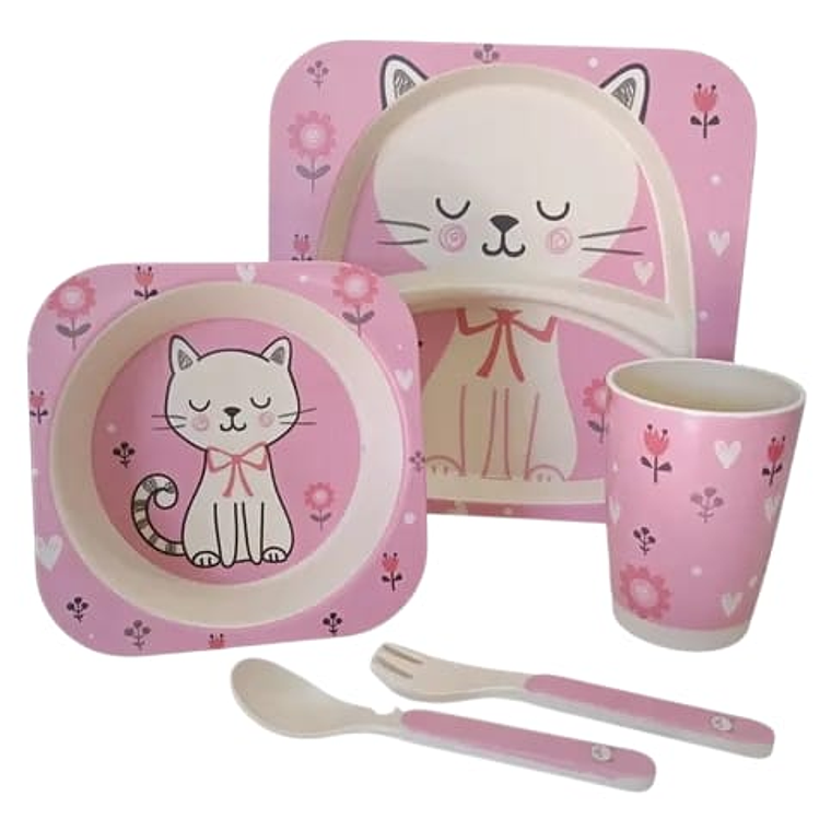 Set de Vajilla Infantil de Bambú 2