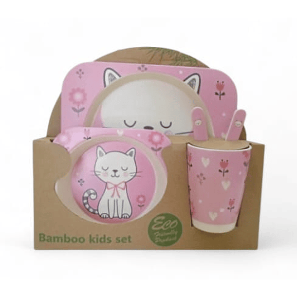 Set de Vajilla Infantil de Bambú 3
