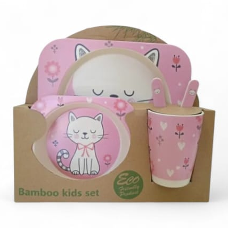 Set de Vajilla Infantil de Bambú 3