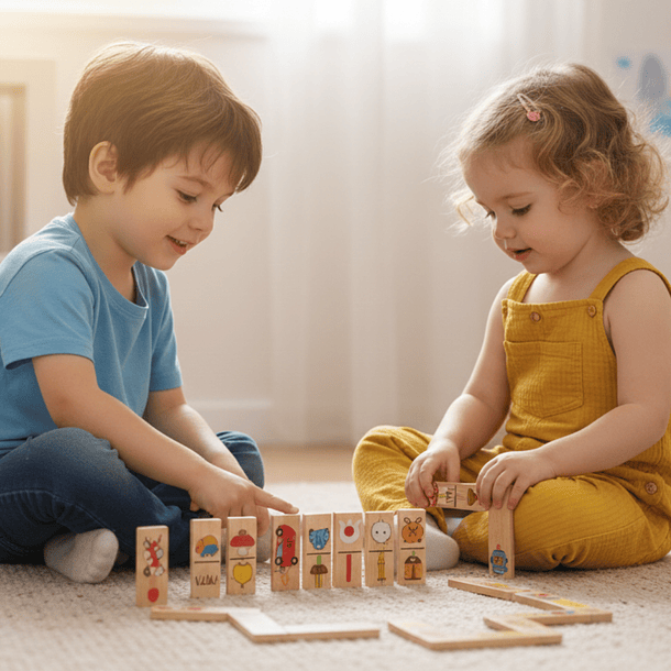 Dominó Didáctico de Madera Ilustración 1