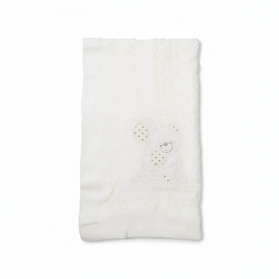 Manta Tejida Diseño Osito Bordado 3